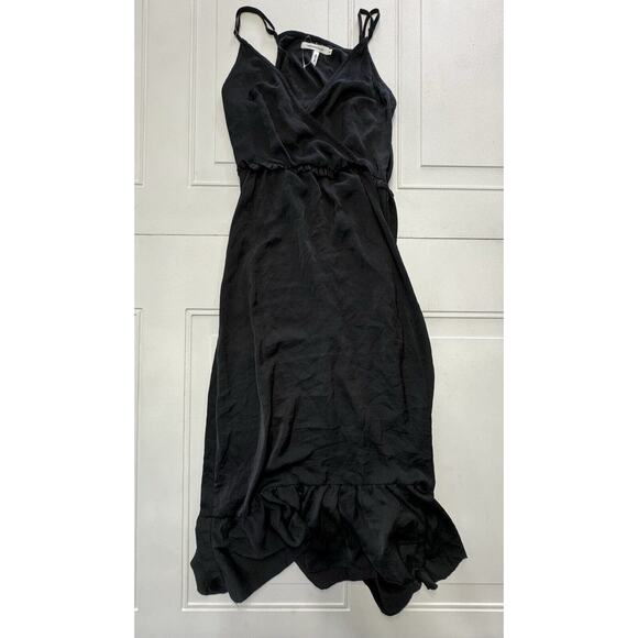 Avec Les Filles Dresses & Skirts - AVEC LES FILLES Ruffle Bottom Black Dress Open Back Cutout Spaghetti Strap XS